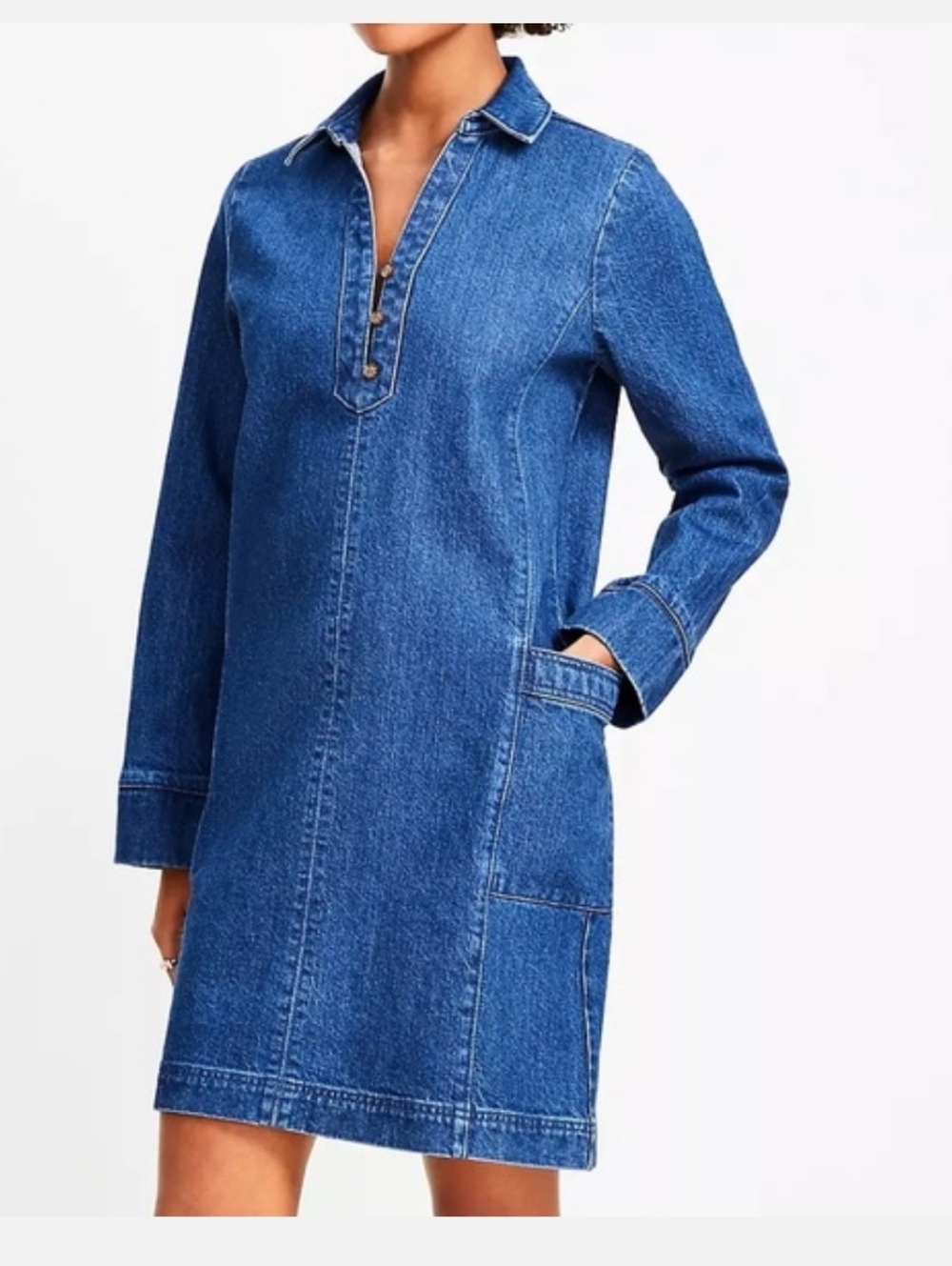 NWOT Loft Denim Pocket Shift Dress - Size Medium